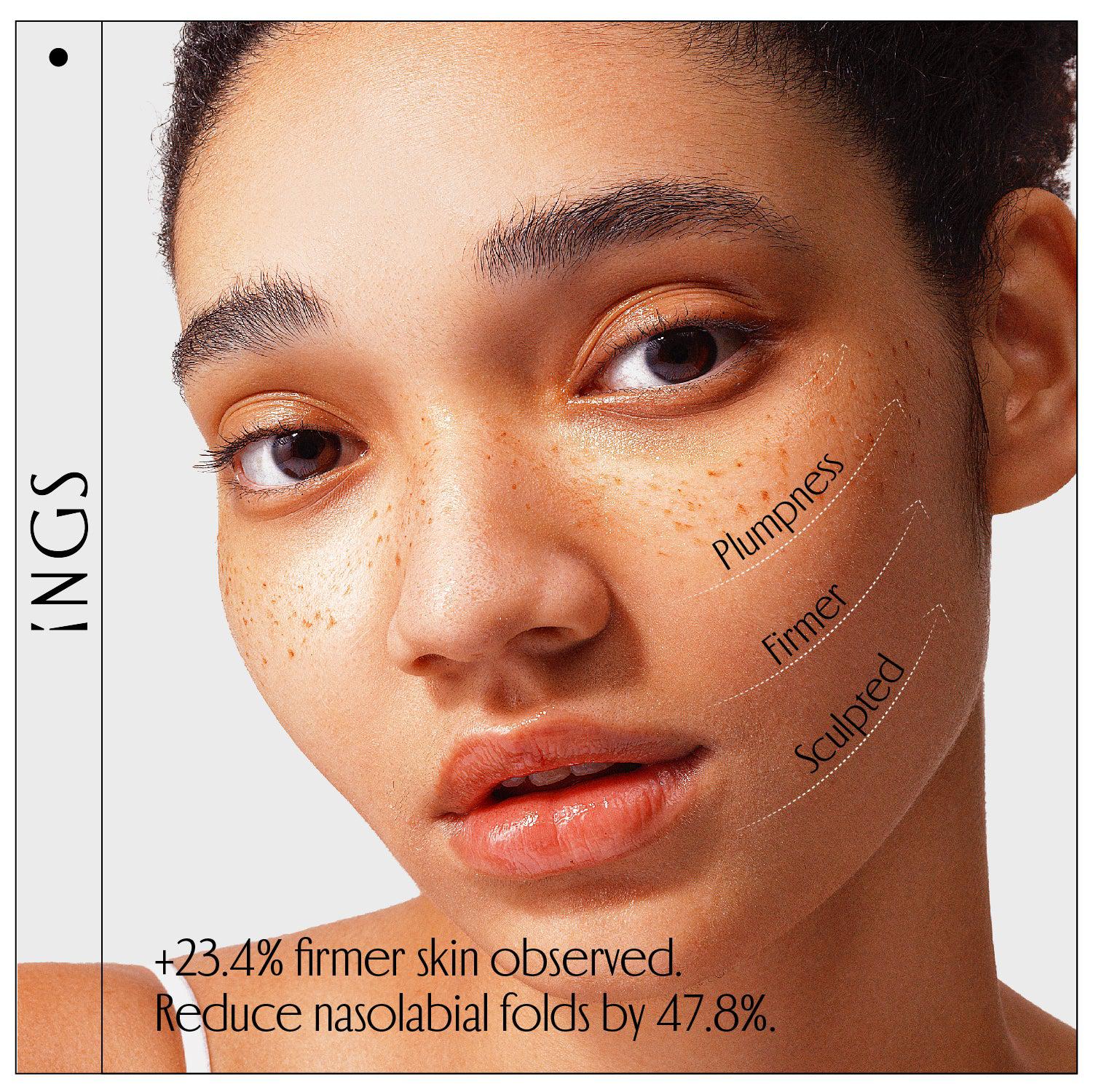 A collagen face mask lifts and firms the skin, reduce fine lines and wrinkles, collagen.